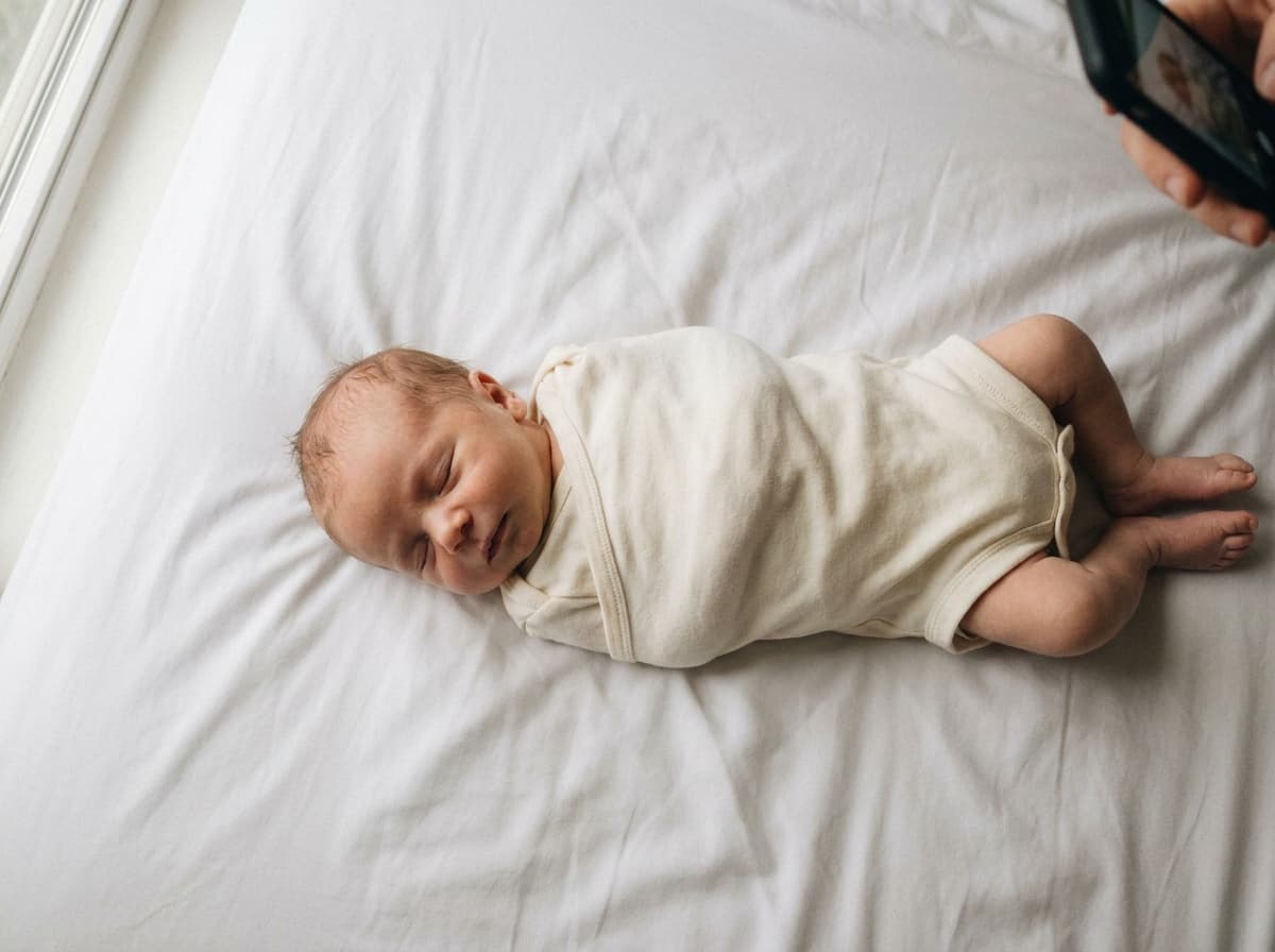 Casual at-home photo of a newborn